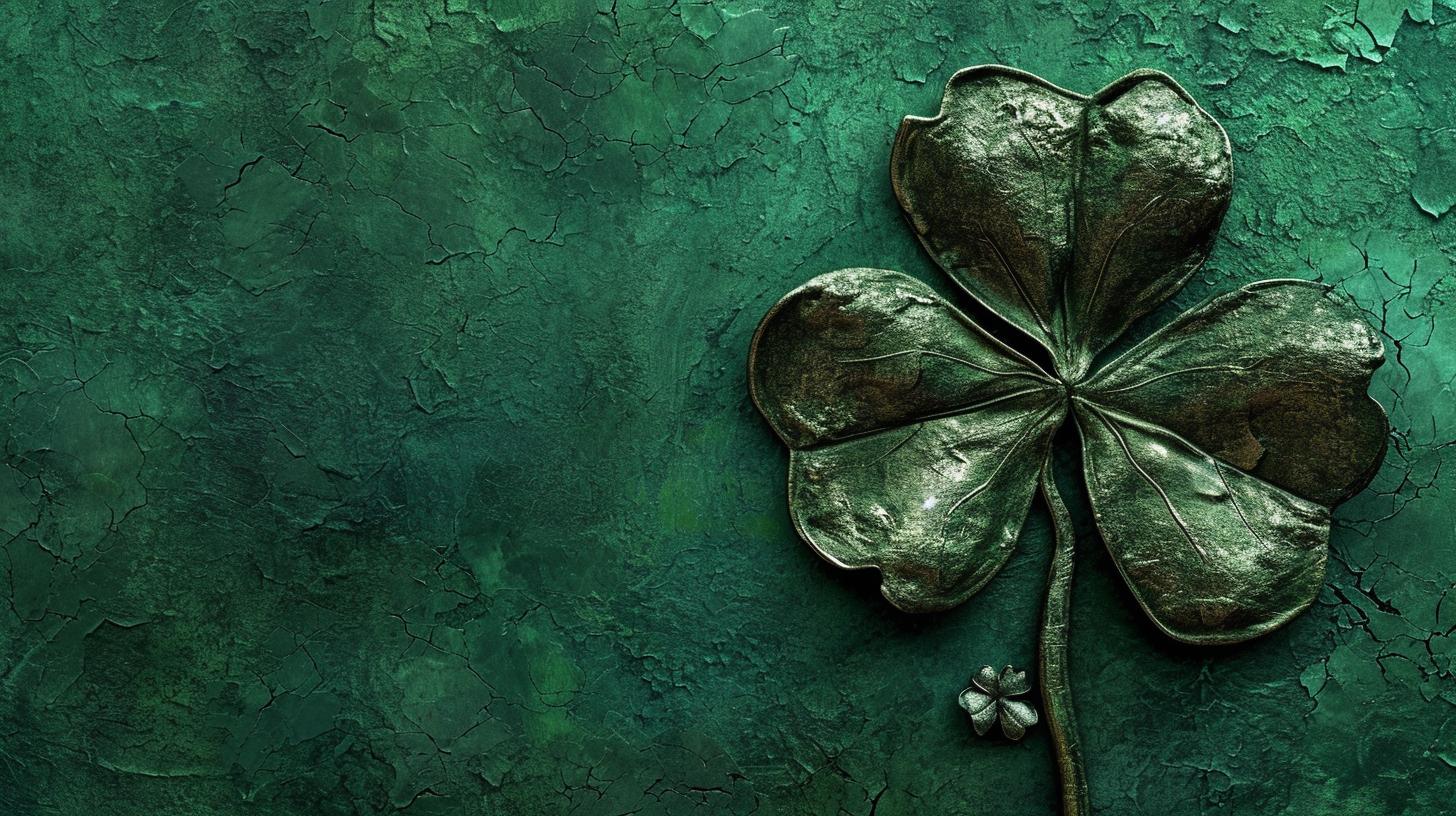 St. Patrick's Day iPad wallpaper featuring four-leaf clovers and leprechauns for festive device background