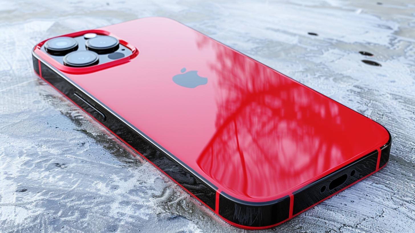Premium mobile phone in striking red color