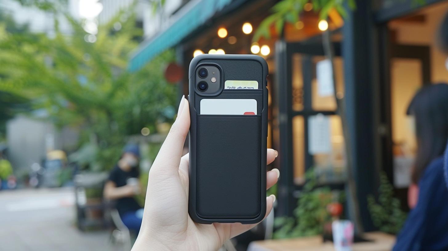 Protective iPhone 8 case with card holder compartment