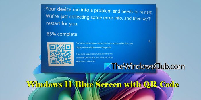 Windows 11 Blue Screen with QR Code