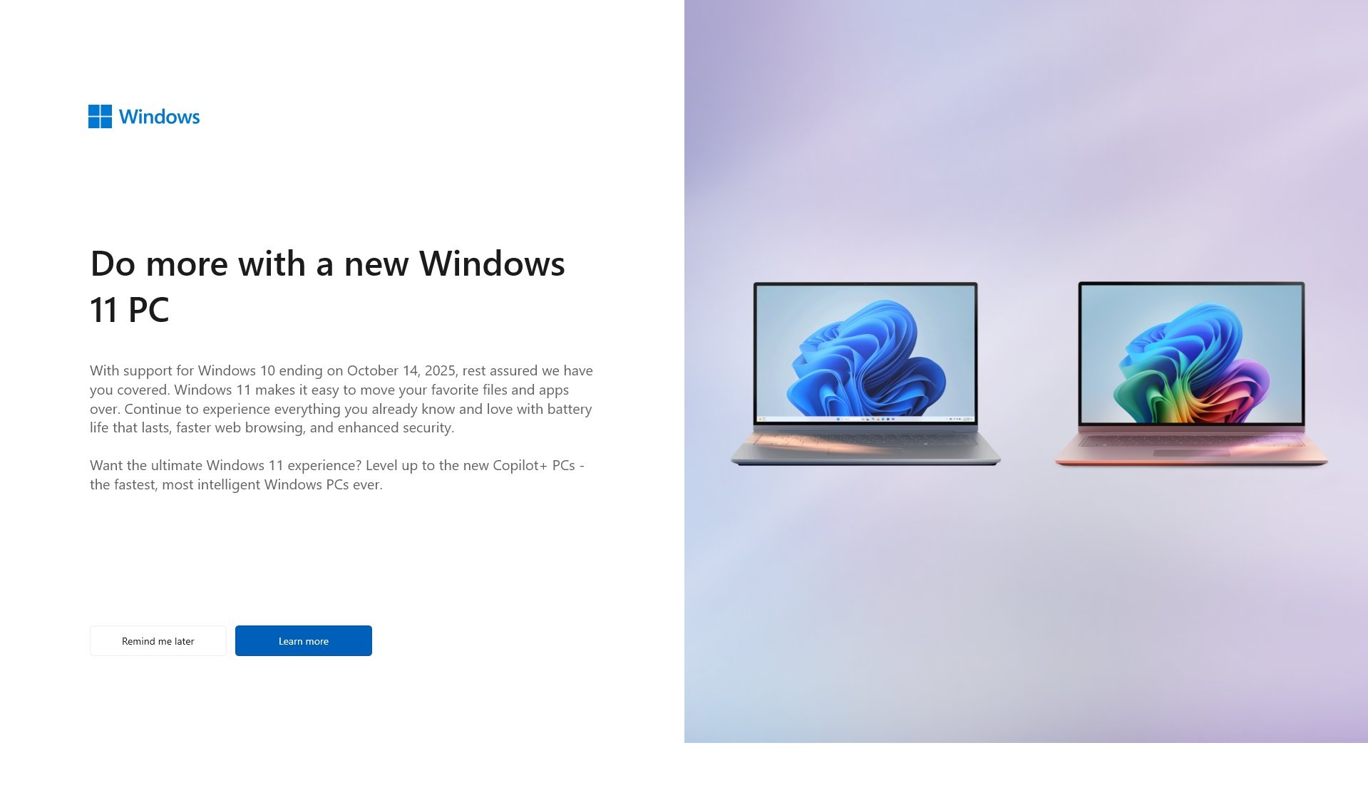 Microsoft confirms full-screen Windows 11 Copilot+ PCs ads on Windows 10