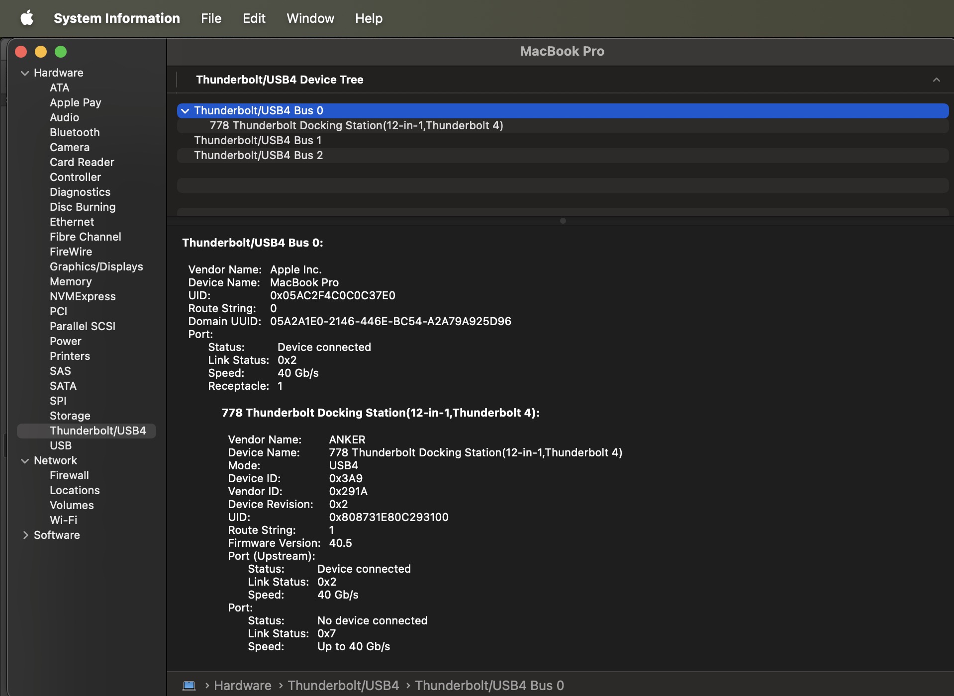 How to See Thunderbolt and USB4 Device Information on a Mac