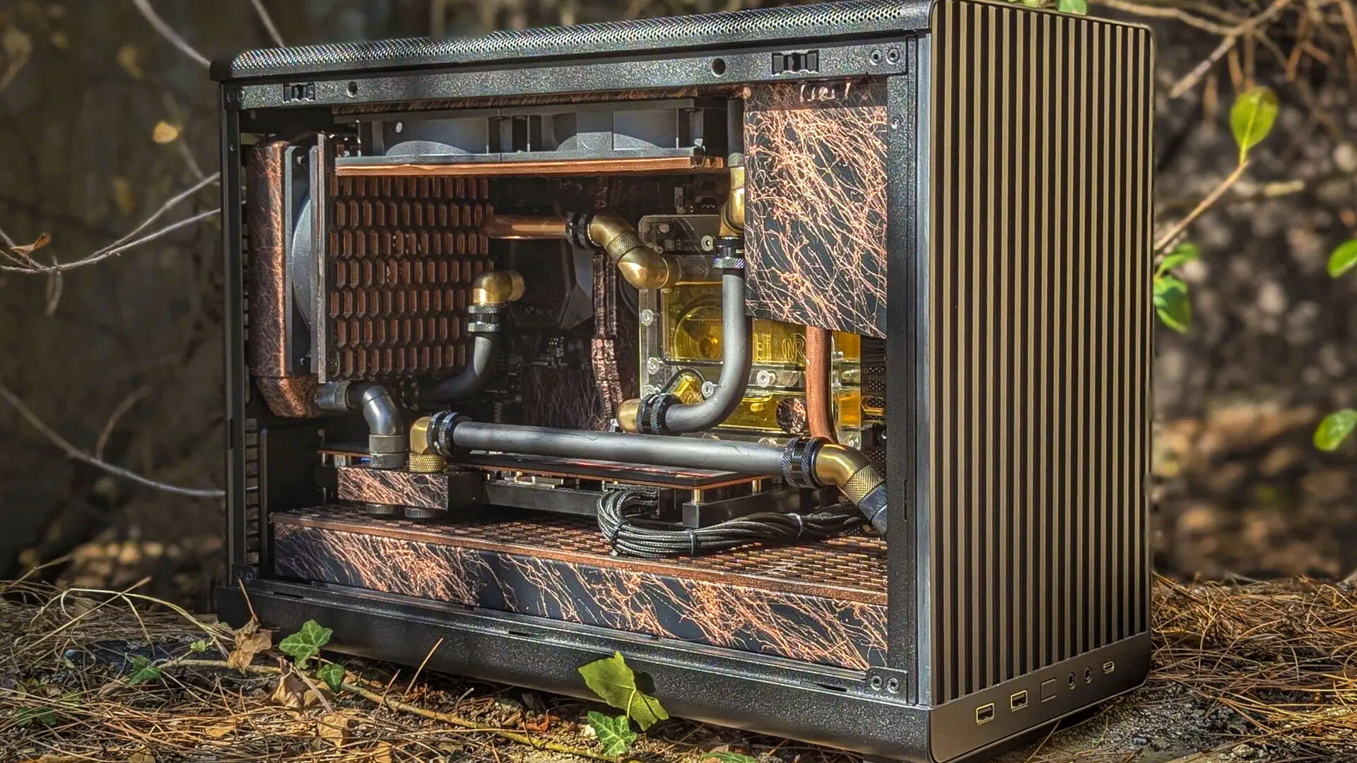 This rustic AMD gaming PC build blends perfectly with nature