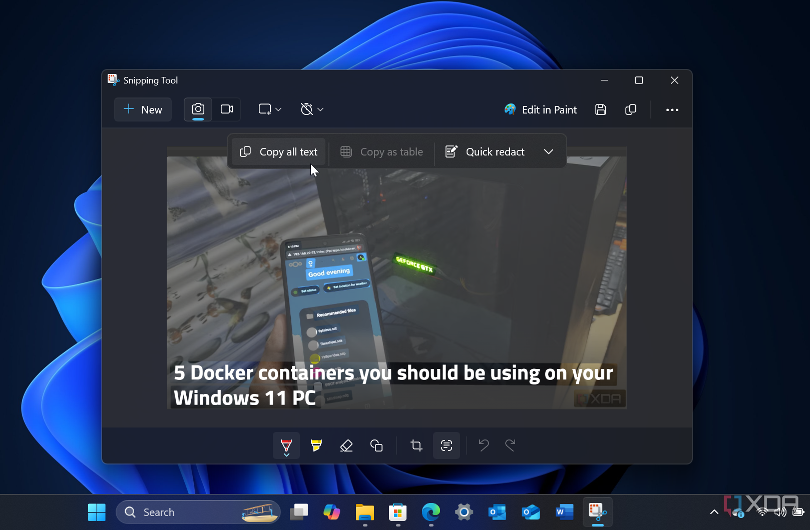 How to use OCR in Windows 11 Snipping Tool