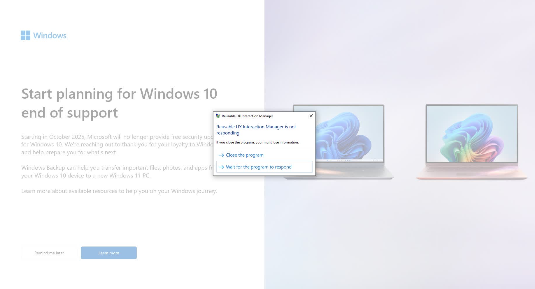 As Windows 10 end of support looms, Windows 11 upgrade pop-up is crashing PCs for some